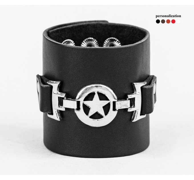 Leather cuff bracelet for men or women, code 3923