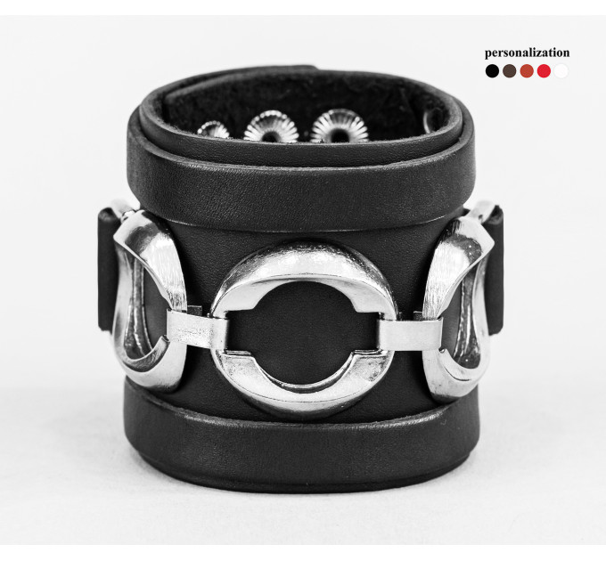 Leather cuff bracelet for men or women, code 3930