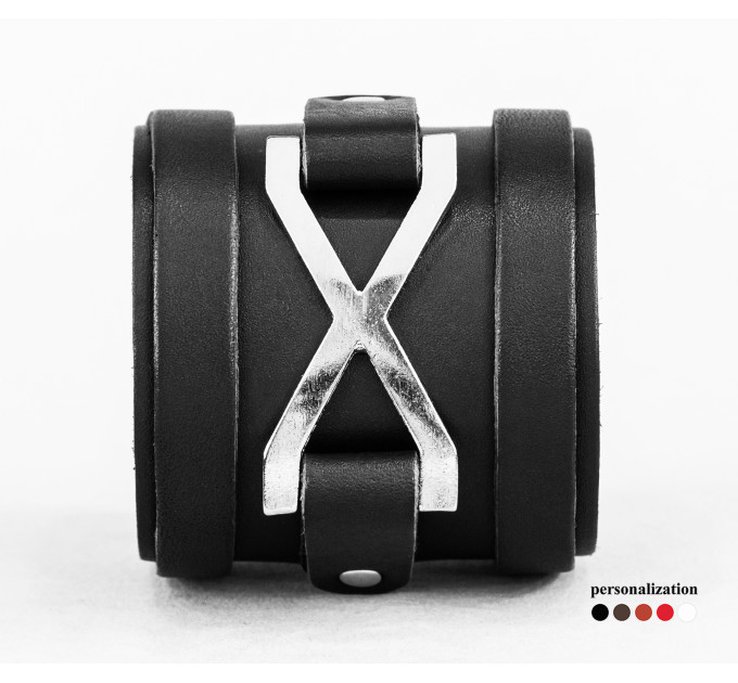 Leather cuff bracelet for men or women, code 3931