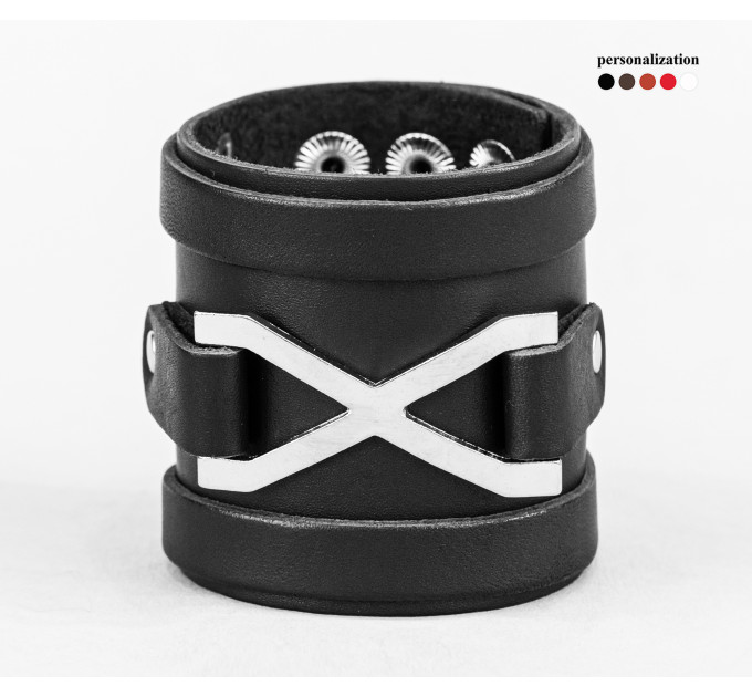 Leather cuff bracelet for men or women, code 3931