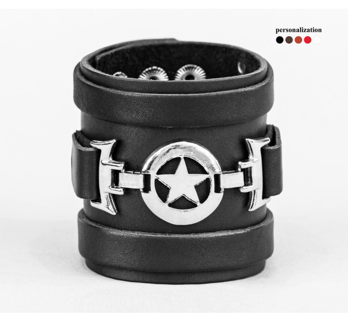 Leather cuff bracelet for men or women, code 3932