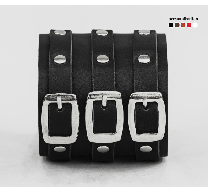 Leather cuff bracelet for men or women, code 4008