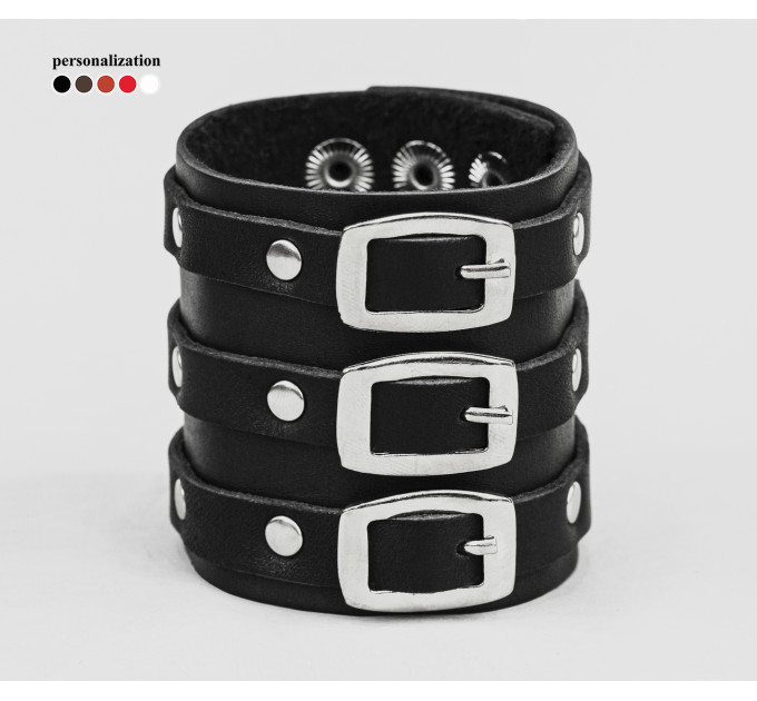 Leather cuff bracelet for men or women, code 4008