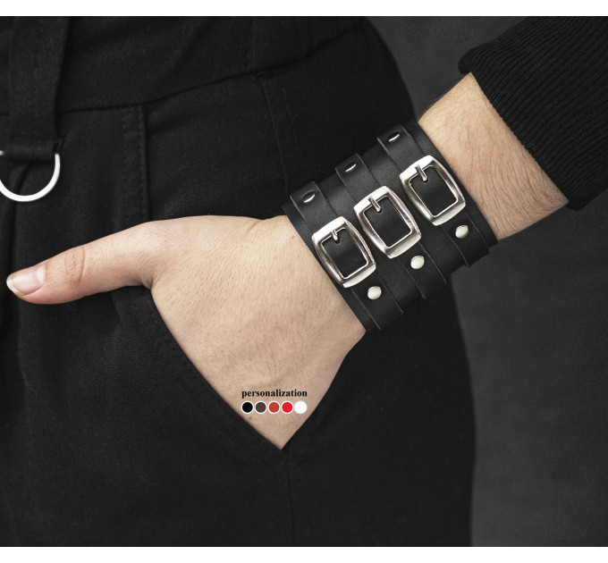 Leather cuff bracelet for men or women, code 4008