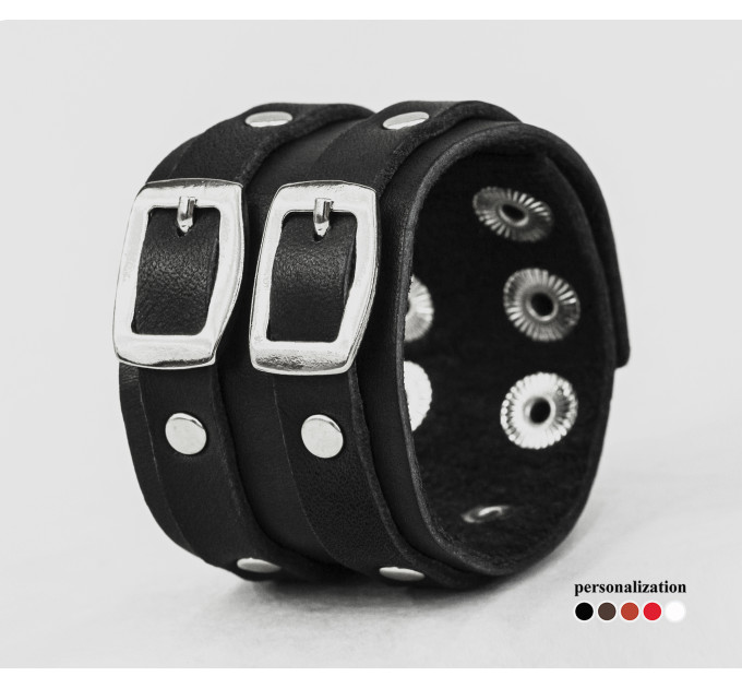 Leather cuff bracelet for men or women, code 4013