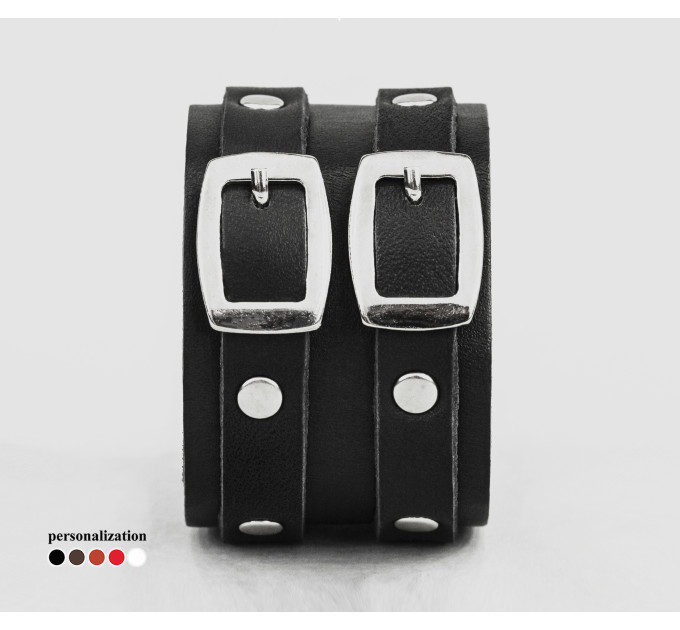 Leather cuff bracelet for men or women, code 4013