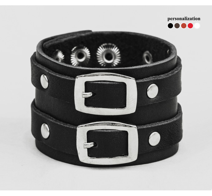 Leather cuff bracelet for men or women, code 4013