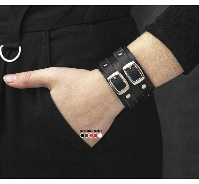 Leather cuff bracelet for men or women, code 4013