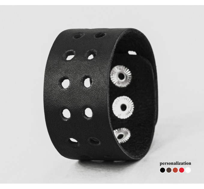 Leather cuff bracelet for men or women, code 4020