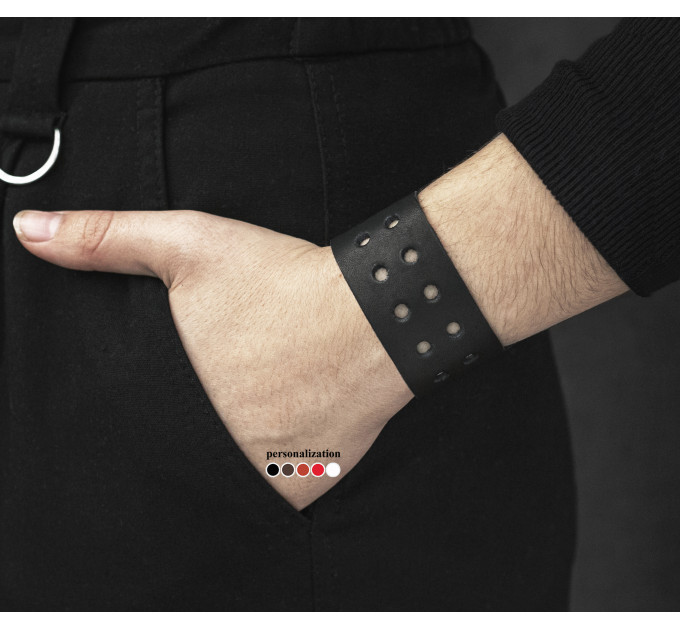 Leather cuff bracelet for men or women, code 4020