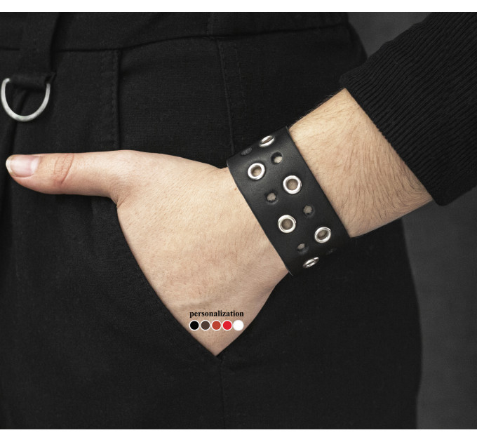 Leather cuff bracelet for men or women, code 4025