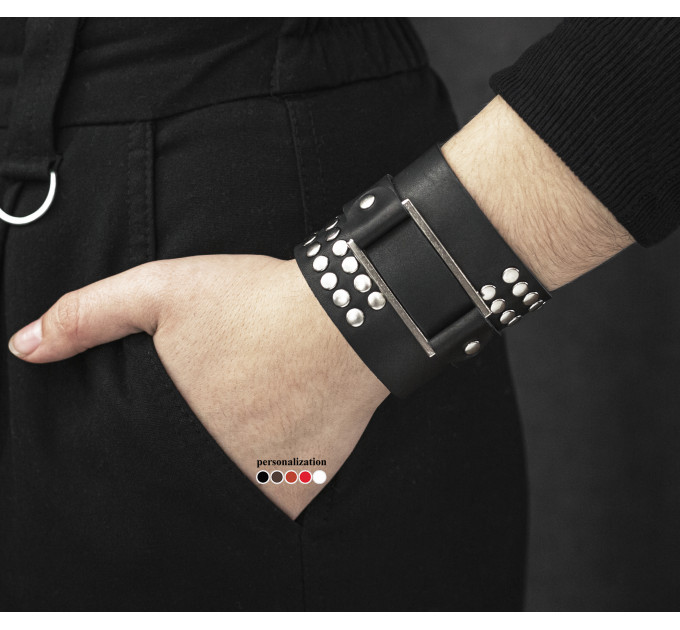 Leather cuff bracelet for men or women, code 4070