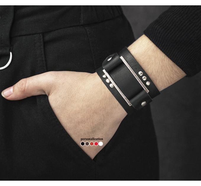 Leather cuff bracelet for men or women, code 4071