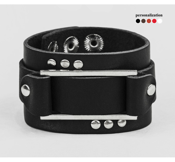 Leather cuff bracelet for men or women, code 4071