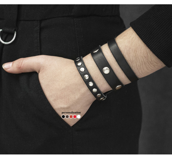 Leather cuff bracelet for men or women, code 4080