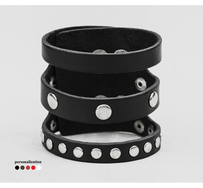 Leather cuff bracelet for men or women, code 4080