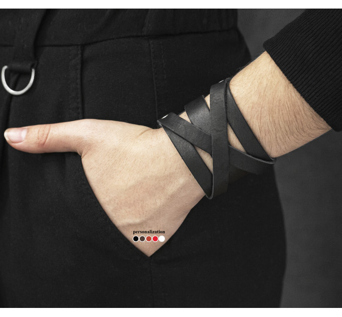 Leather cuff bracelet for men or women, code 4082