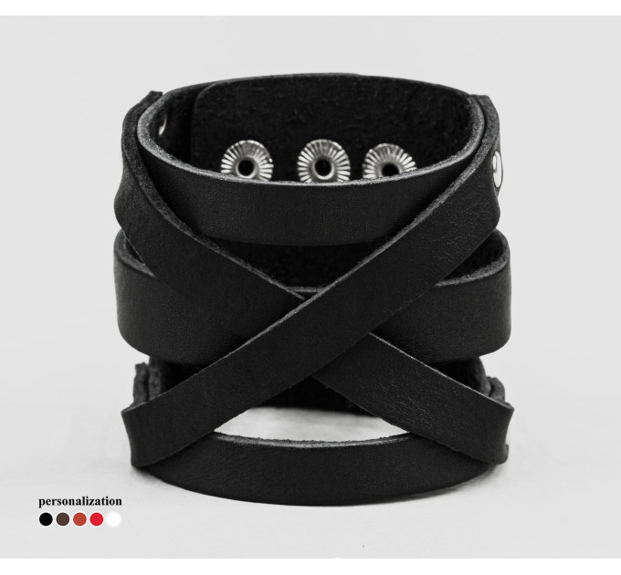Leather cuff bracelet for men or women, code 4082