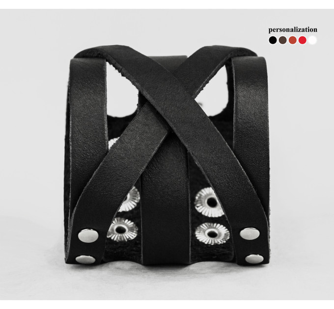 Leather cuff bracelet for men or women, code 4082