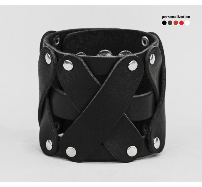 Leather cuff bracelet for men or women, code 4085