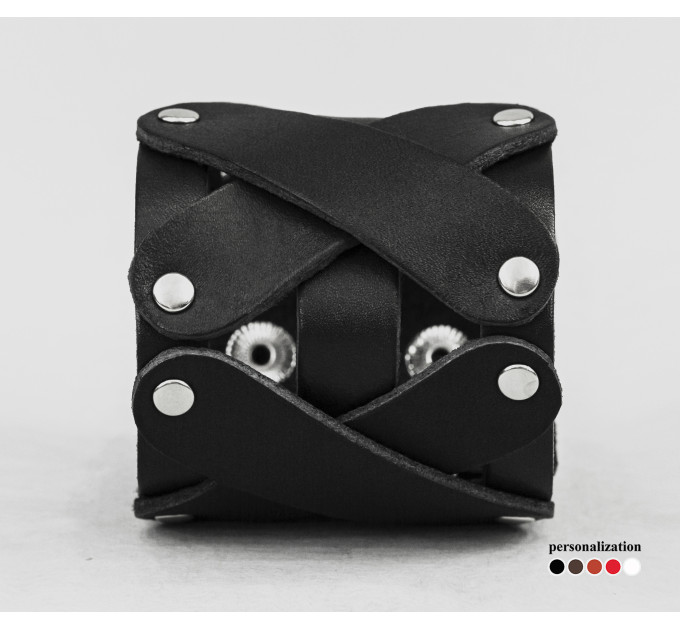 Leather cuff bracelet for men or women, code 4085