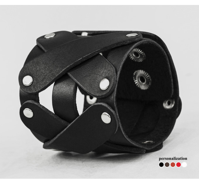 Leather cuff bracelet for men or women, code 4085