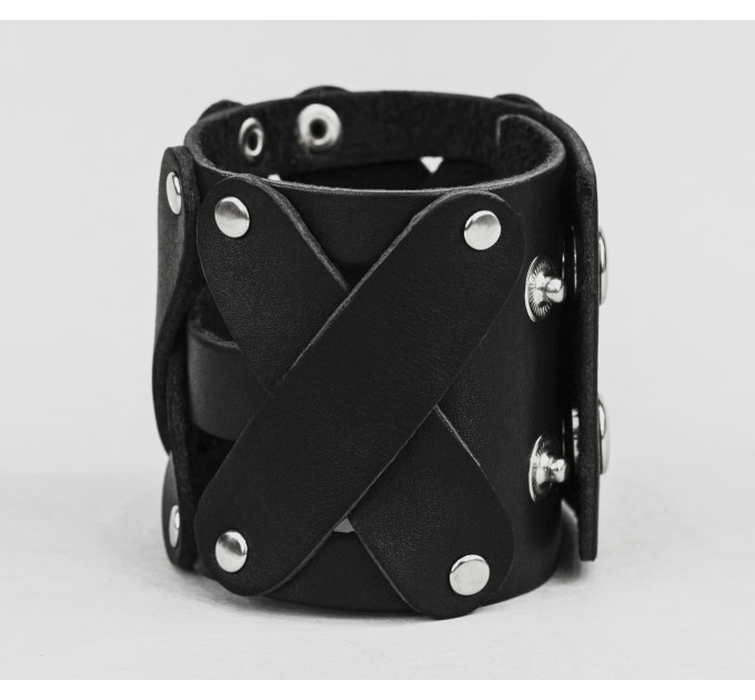Leather cuff bracelet for men or women, code 4085