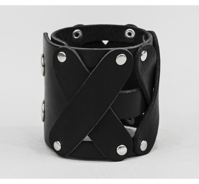 Leather cuff bracelet for men or women, code 4085