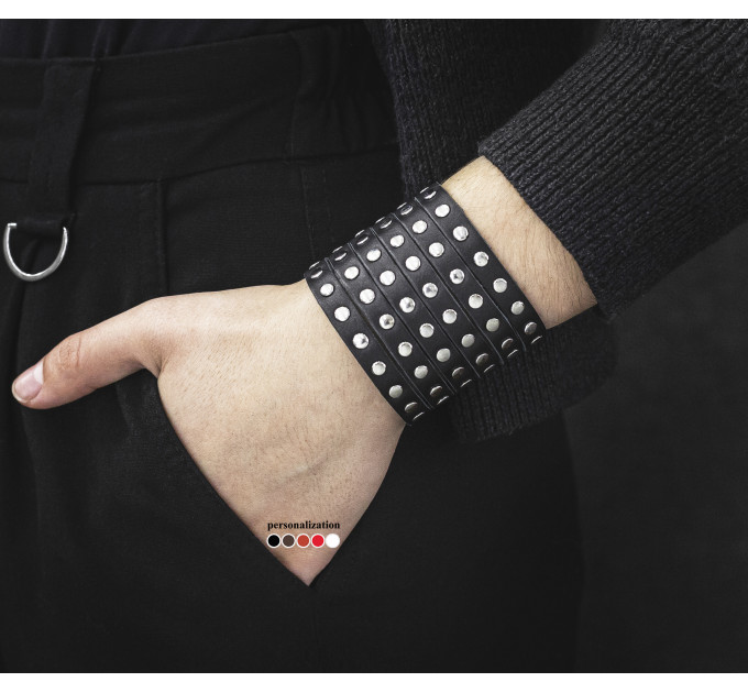 Leather cuff bracelet for men or women, code 4600