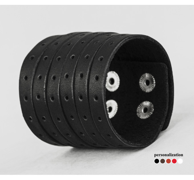 Leather cuff bracelet for men or women, code 4601