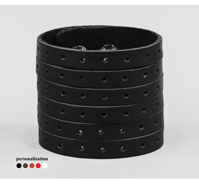 Leather cuff bracelet for men or women, code 4601