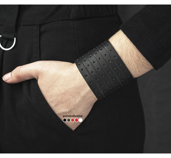 Leather cuff bracelet for men or women, code 4601