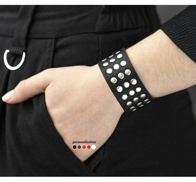 Leather cuff bracelet for men or women, code 4603