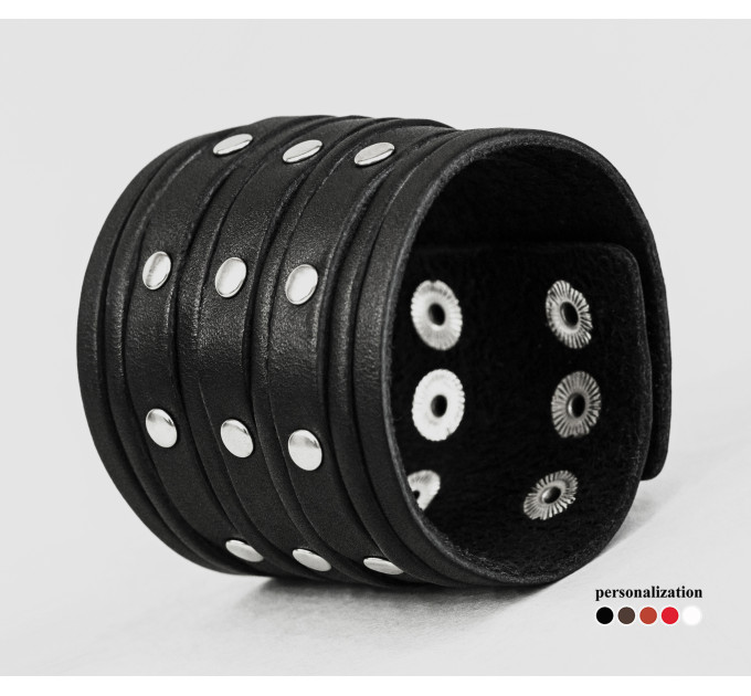 Leather cuff bracelet for men or women, code 4604