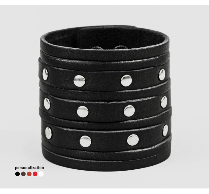 Leather cuff bracelet for men or women, code 4604
