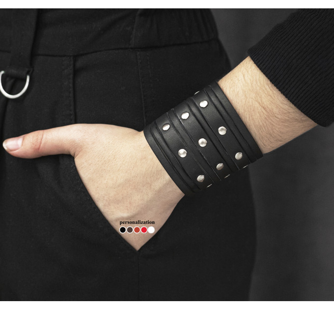 Leather cuff bracelet for men or women, code 4604