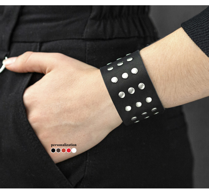Leather cuff bracelet for men or women, code 4605