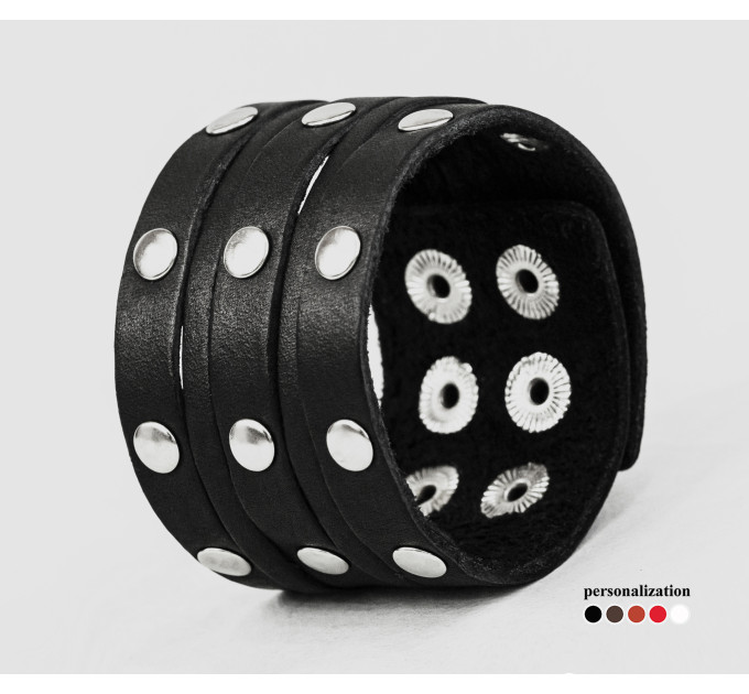 Leather cuff bracelet for men or women, code 4606