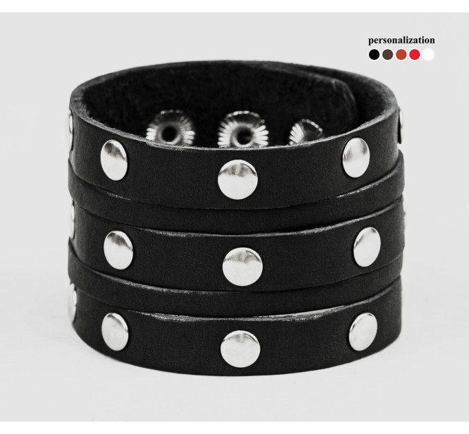 Leather cuff bracelet for men or women, code 4606