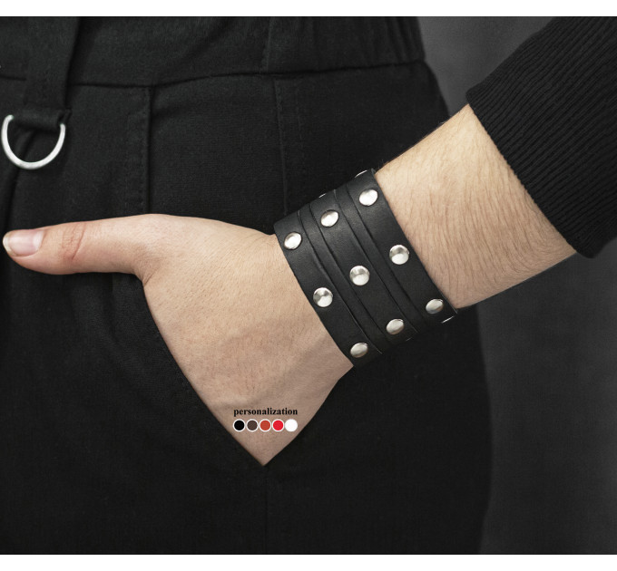 Leather cuff bracelet for men or women, code 4606