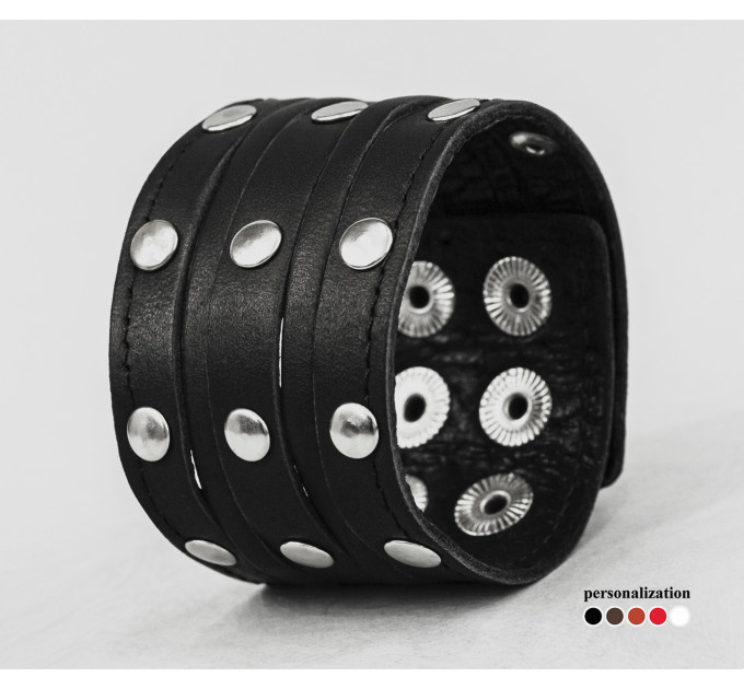 Leather cuff bracelet for men or women, code 4606st