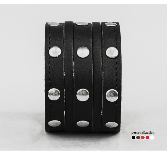 Leather cuff bracelet for men or women, code 4606st