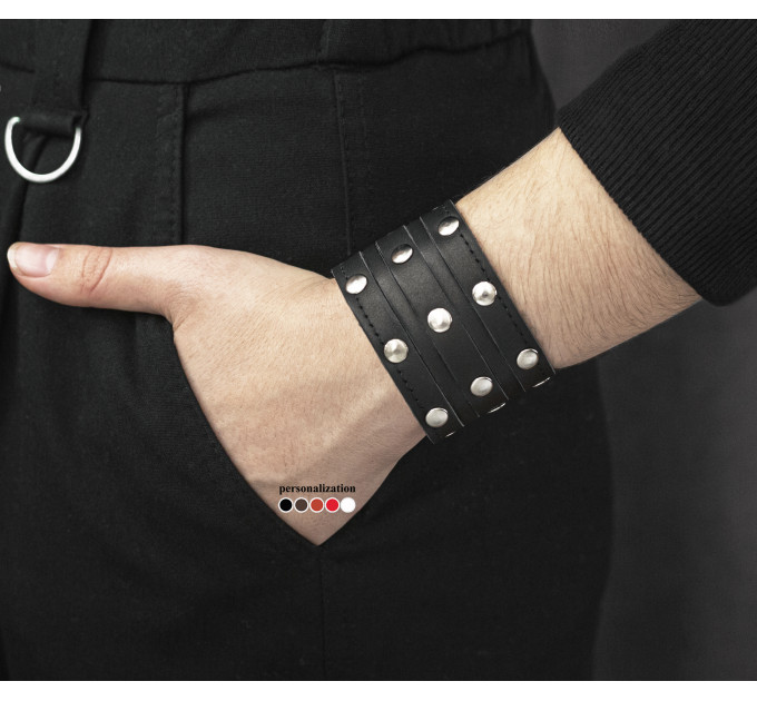 Leather cuff bracelet for men or women, code 4606st
