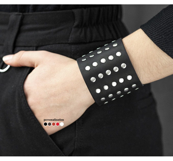Leather cuff bracelet for men or women, code 4607