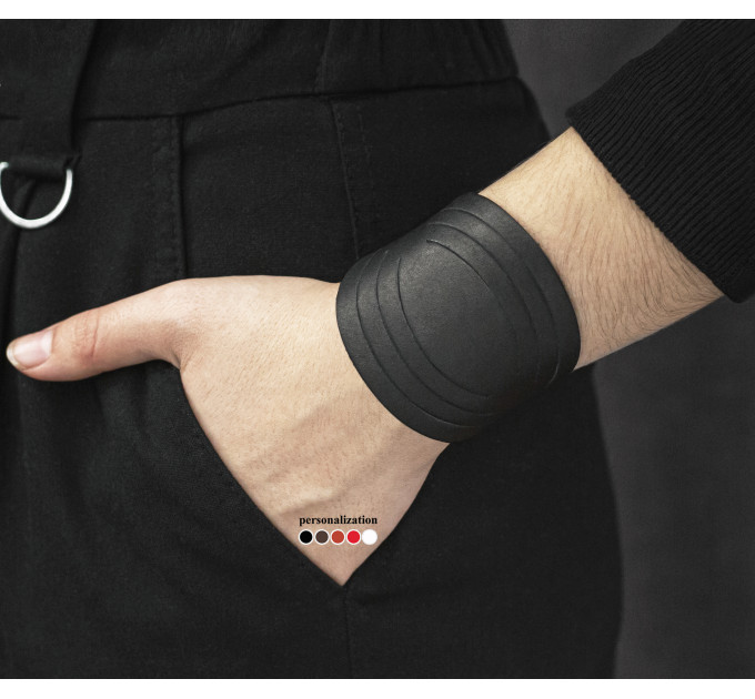 Leather cuff bracelet for men or women, code 4608