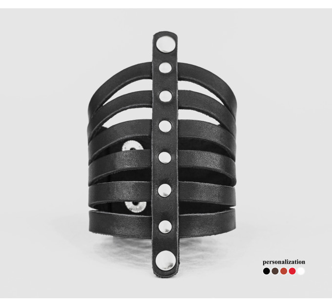 Leather cuff bracelet for men or women, code 4610