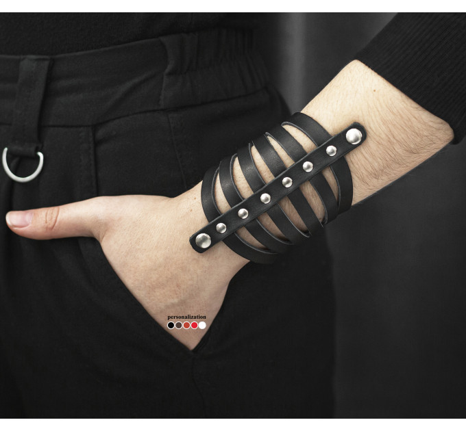 Leather cuff bracelet for men or women, code 4610