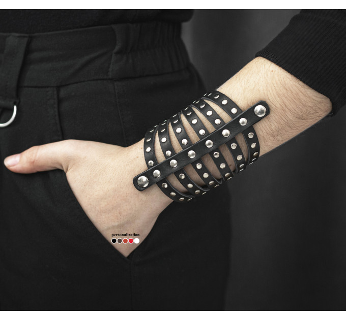 Leather cuff bracelet for men or women, code 4611