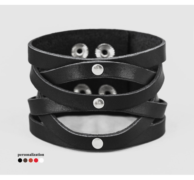 Leather cuff bracelet for men or women, code 4620