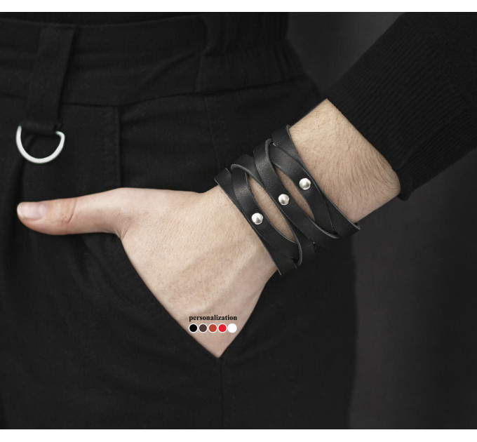 Leather cuff bracelet for men or women, code 4620